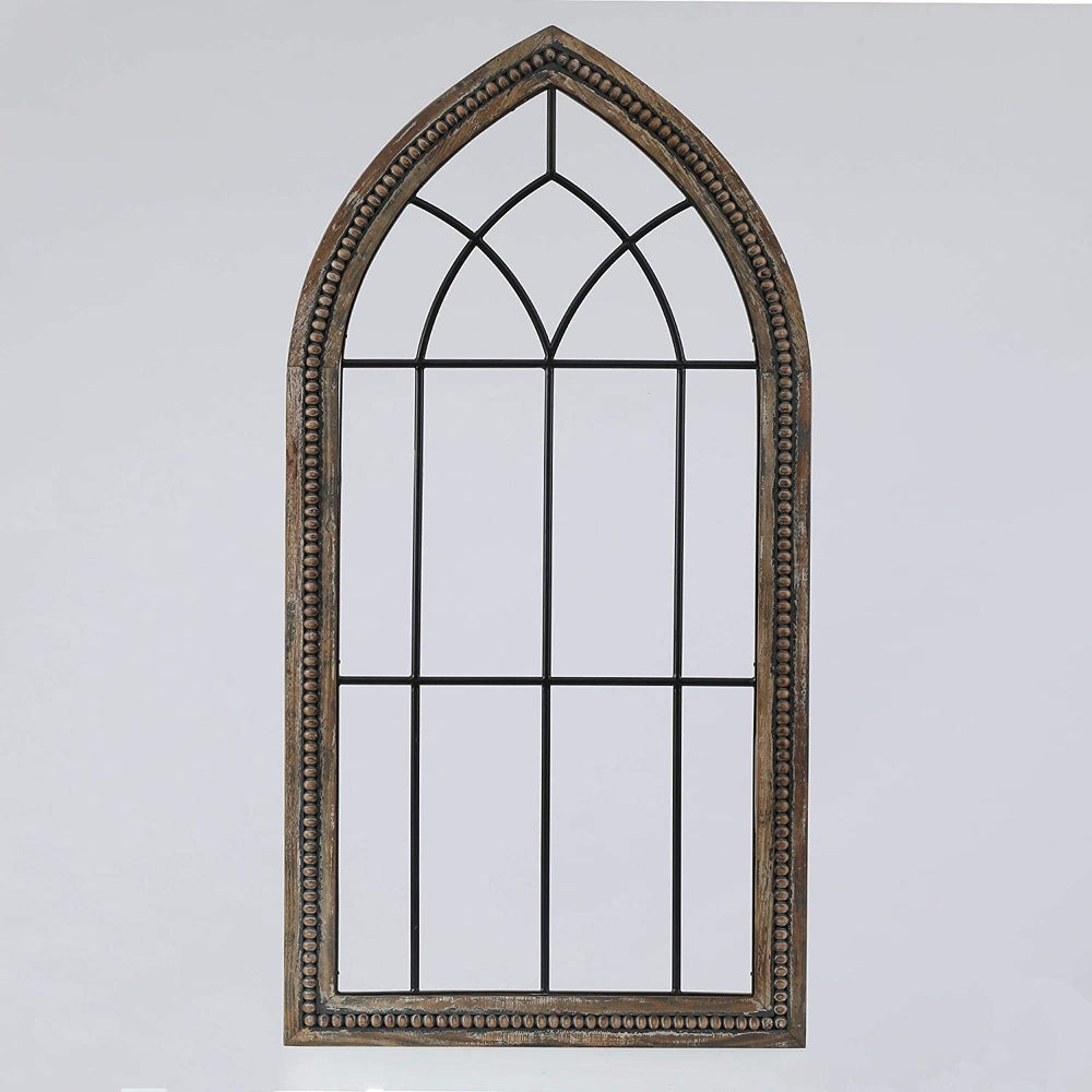 Wood Metal Cathedral Wall Decor Black Brown Traditional Includes Hardware