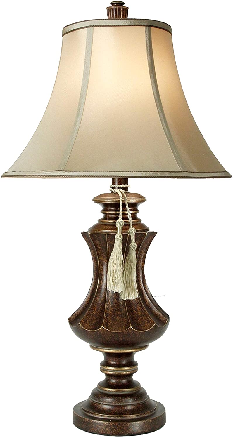 Brown Gold Highlight Table Lamp Beige Softback Fabric