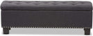 Modern Contemporary Dark Grey Fabric Upholstered Button tufting Storage Ottoman Bench Solid Rectangle Foam Rubberwood