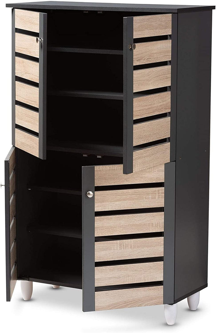 Contemporary Shoe Storage Cabinet Brown Modern Wood Includes Hardware - Diamond Home USA