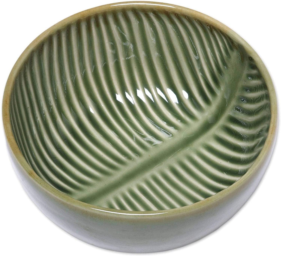 Handmade Banana Vibes Ceramic Serving Bowl (7 Inch) Green