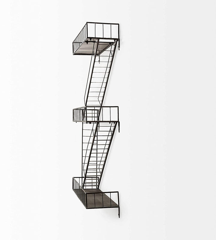 42" h Wall Mounted Fire Escape Shelf Grey Children's Industrial Metal Antique Storage - Diamond Home USA