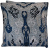 Handmade Chenille Ikat 20" Throw Pillow (Set 2) Blue Grey Ivory Bohemian Eclectic Transitional Two Pillows