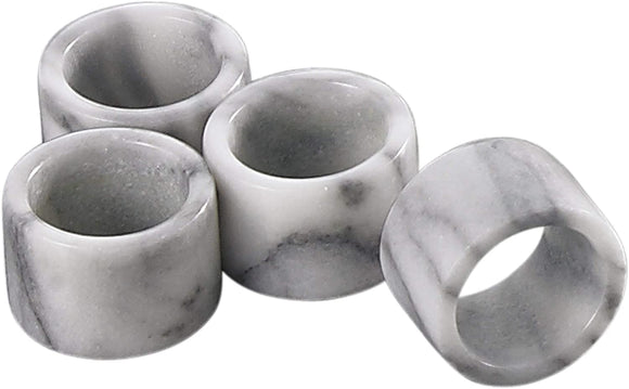 White Marble Napkin Ring Set (Set 4) Traditional Ceramic