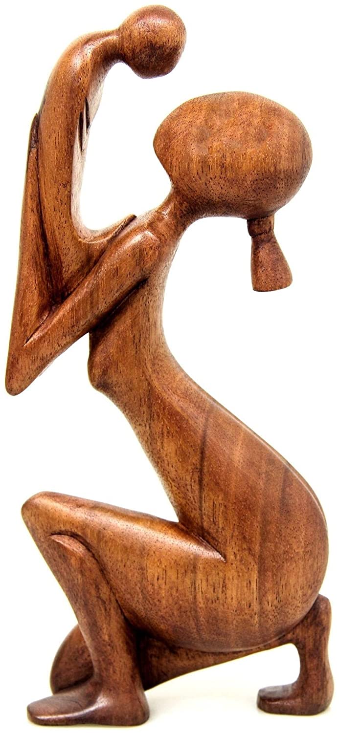 Wood Moment Tenderness Sculpture Handmade Indonesia Brown - Diamond Home USA