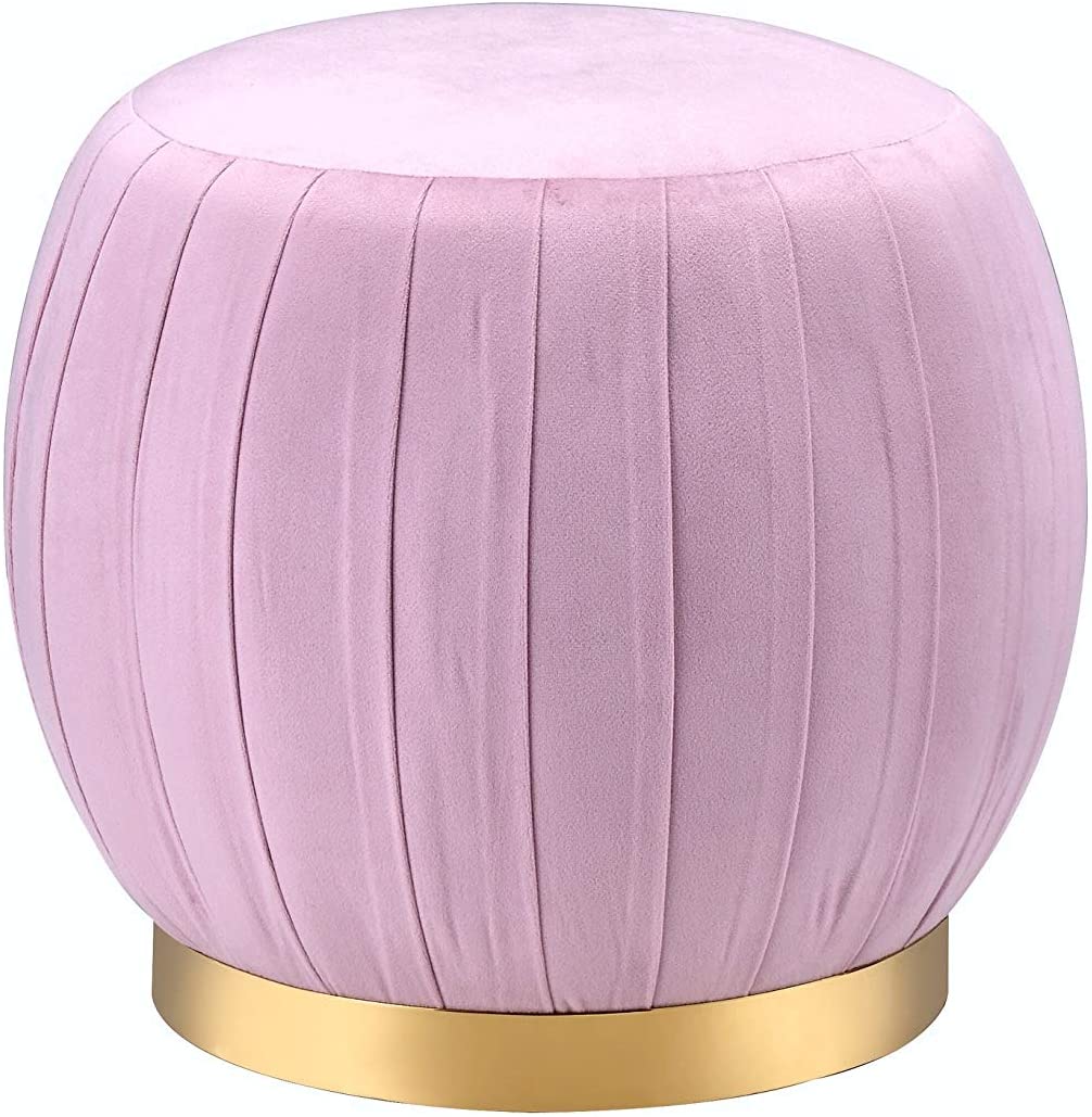 Ottoman Pink Carnation Velvet Gold Modern Contemporary Solid