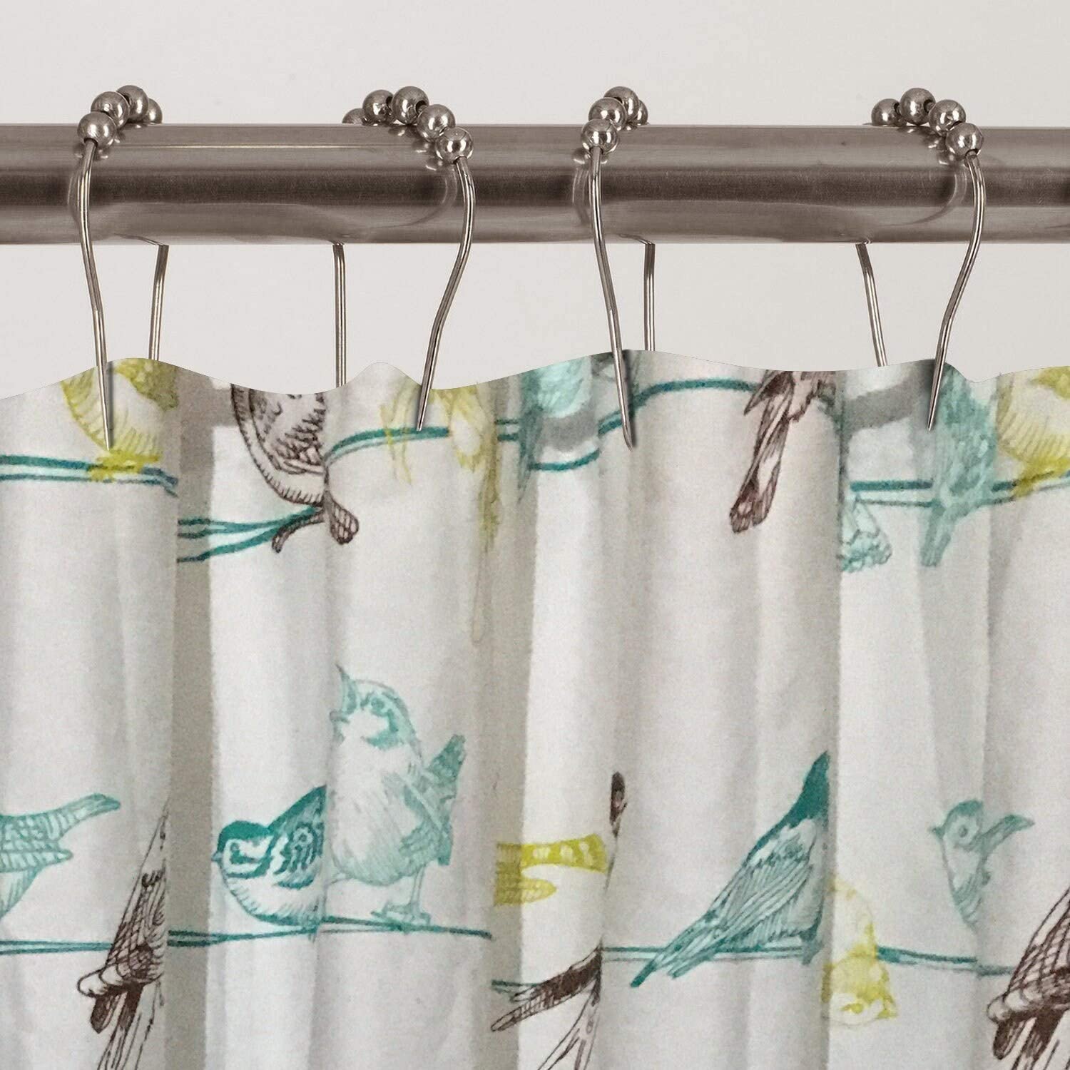 Tropical Birds Fabric Shower Curtain 70''w X 72''l White Bird Modern Contemporary Cotton