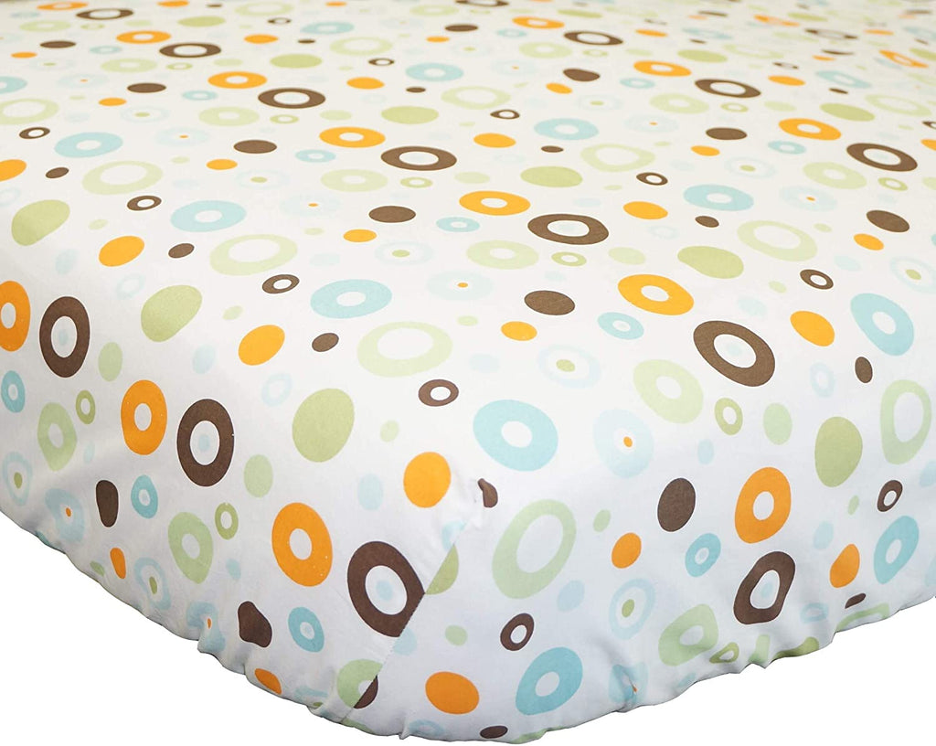 Multicolor Circles Fitted Crib Sheet Geometric Girls Jungle Cotton