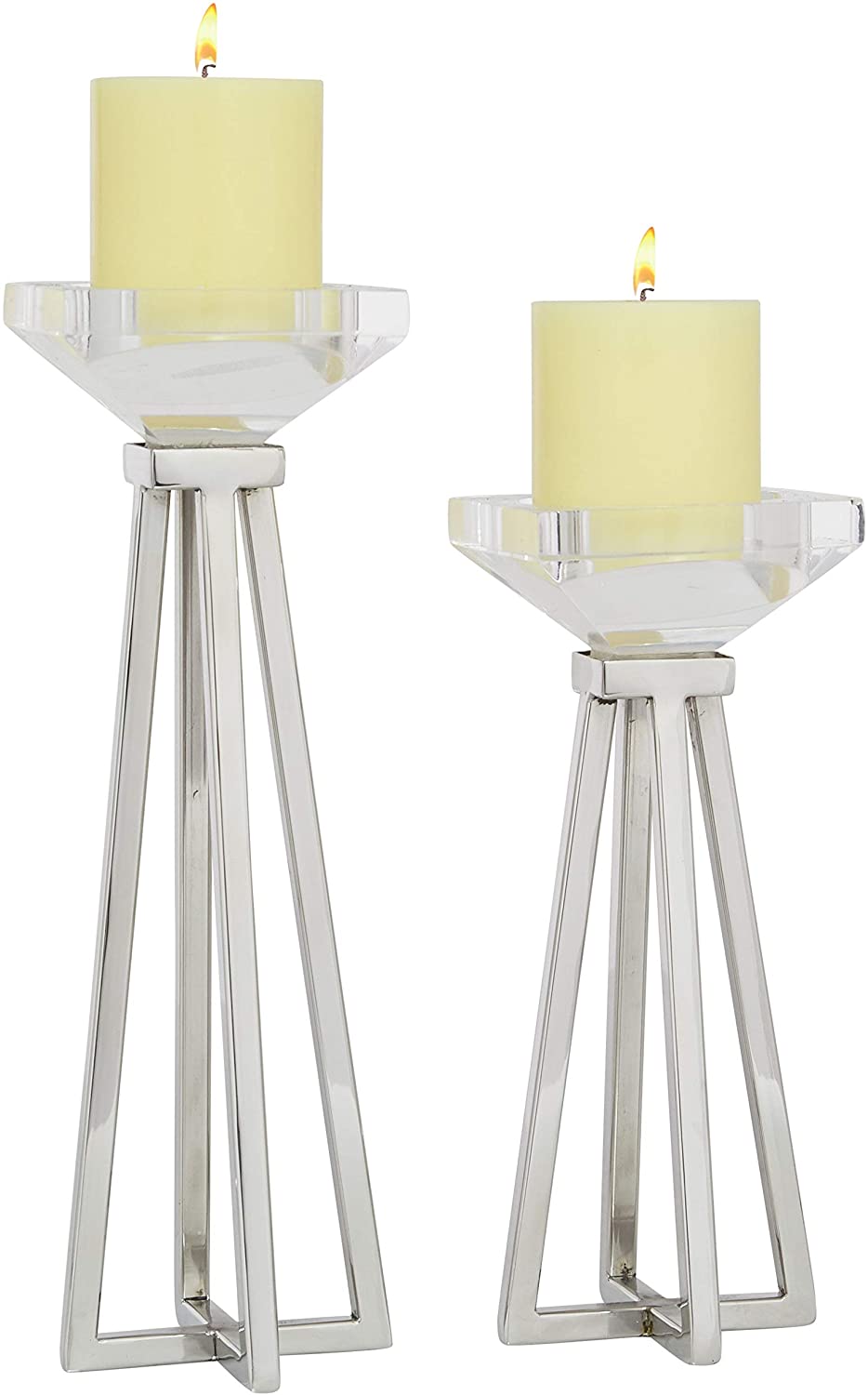 Candleholders Pillars Set 2 Metal Acrylic Centerpieces