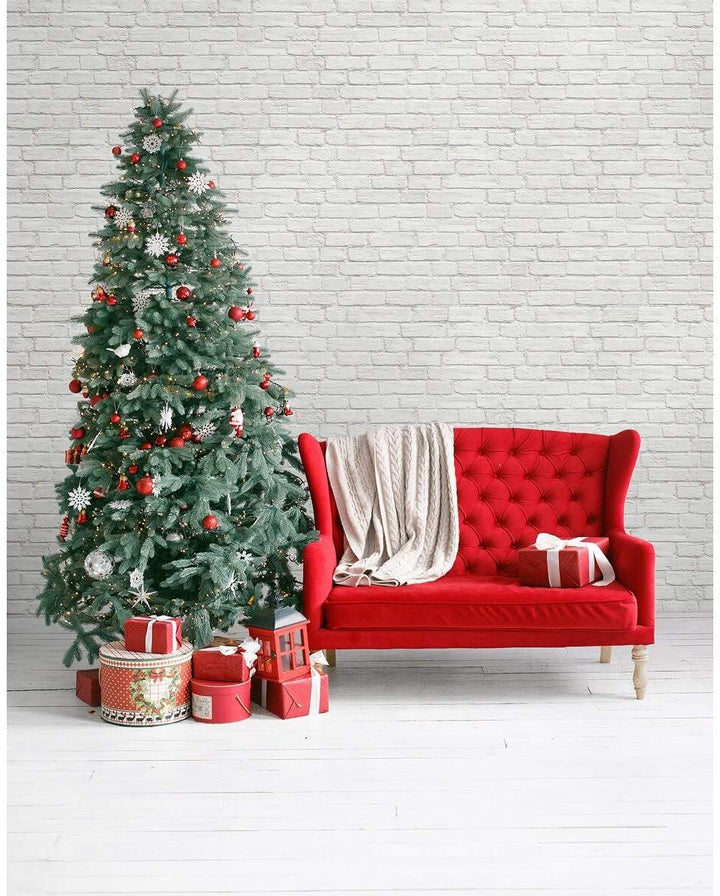 Winter Vintage Brick Christmas Peel Stick Wallpaper 20 5 W X 18 Ft L Off/White Industrial Vinyl Self Adhesive - Diamond Home USA