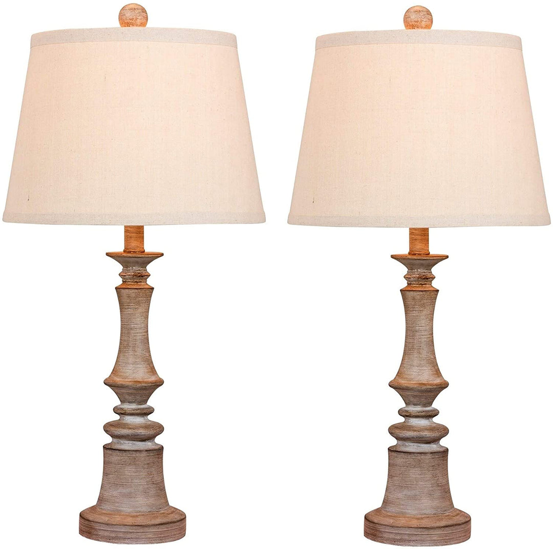 26 5 Candlestick Resin Table Lamps Cottage Weathered Gray