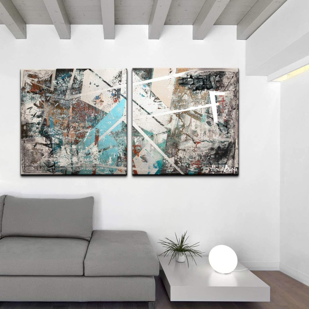 Abstract' Jumbo Canvas Wall Art (2 Piece Set) Modern