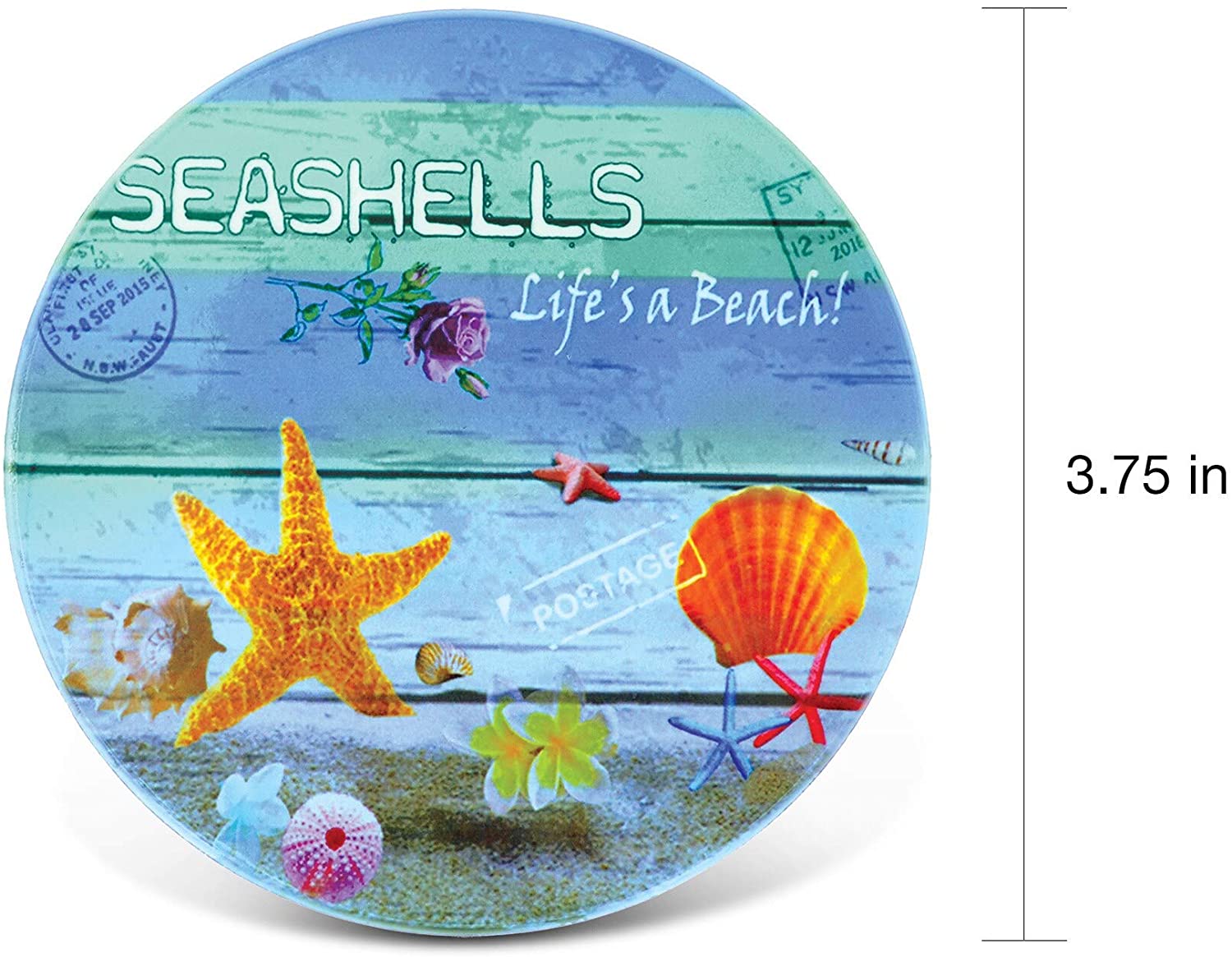 Seashells Nautical Ceramic Coaster Blue