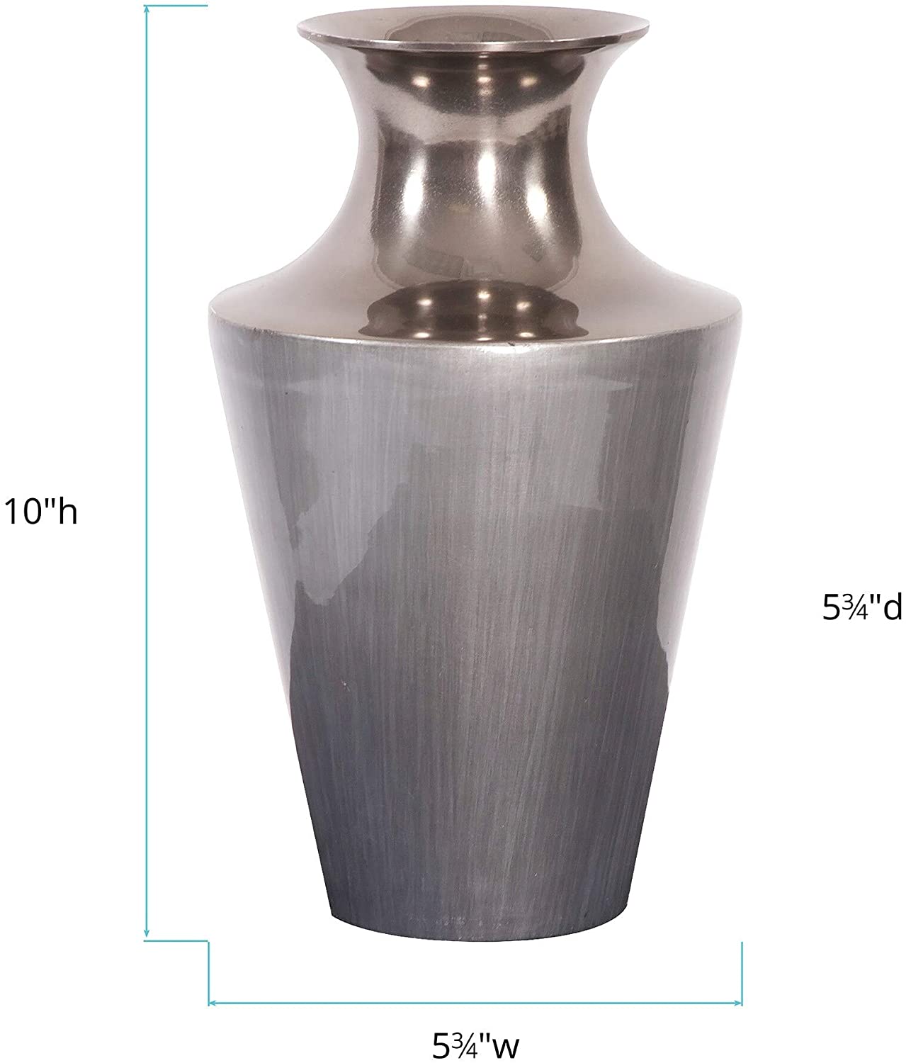 MISC Flared Aluminum Vase Gray Glaze Small 10h X 5w 5d Grey