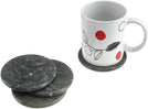 Genuine Charcoal Marble Stone Coaster (Set 4) 4" Gray N/ Black