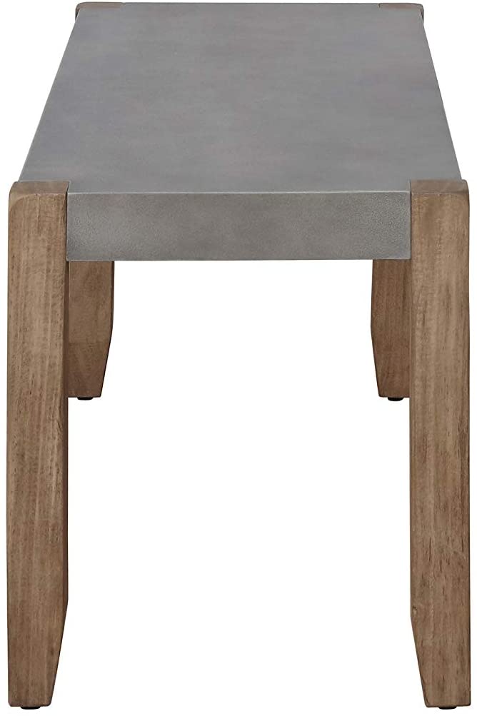 MISC Enchanted Acre 40 inch Faux Concrete Wood Bench Grey Solid MDF Lacquer