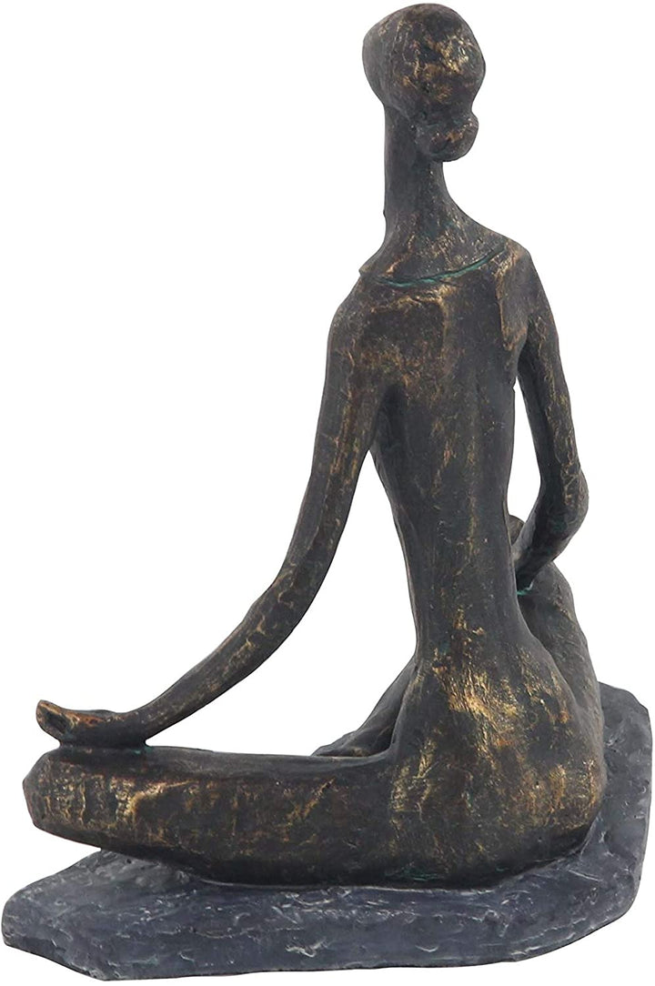 Rustic Polystone Brass Meditating Woman Statue Grey Sports Resin Finish - Diamond Home USA