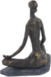 Rustic Polystone Brass Meditating Woman Statue Grey Sports Resin Finish