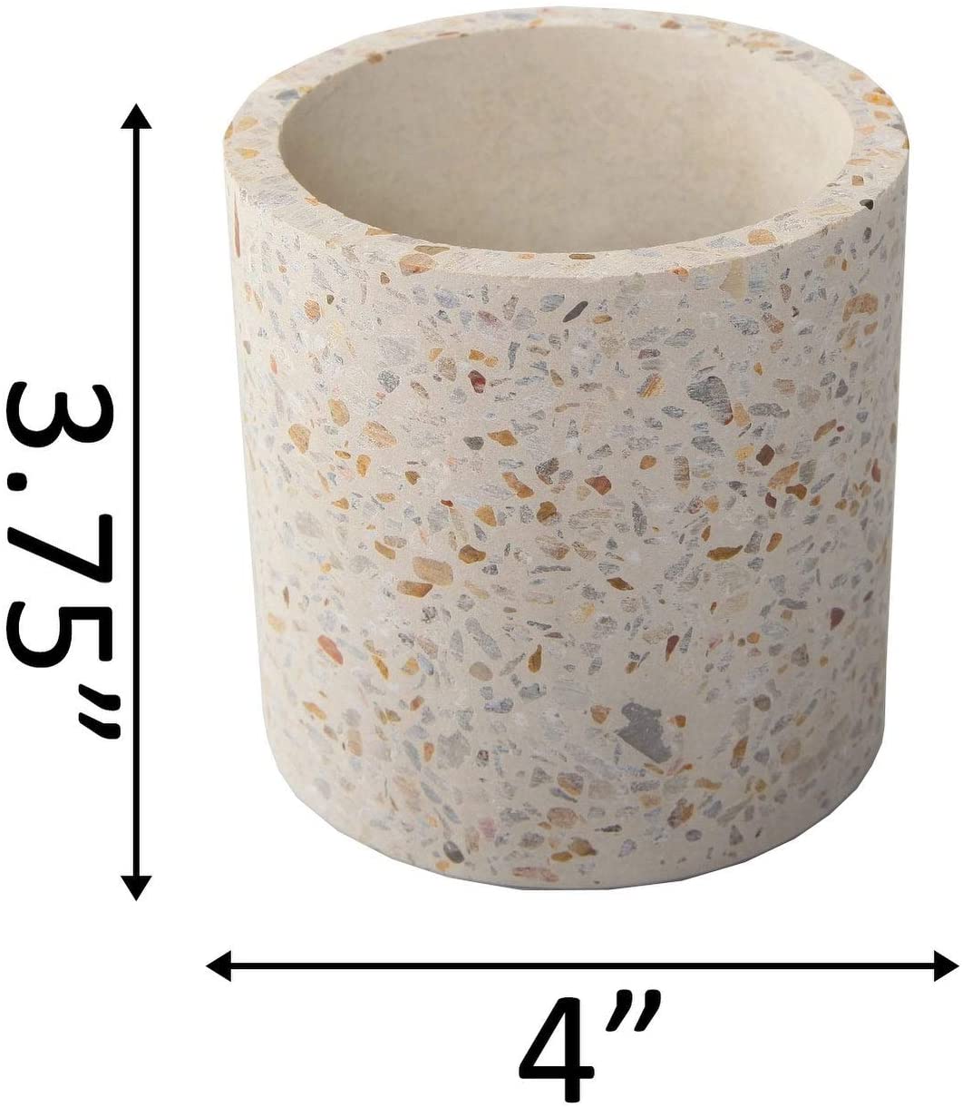 4" Pot Off White Mid Century Modern Cement Handmade