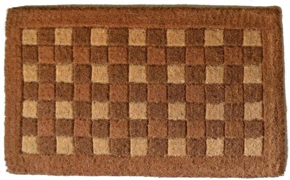 Outdoor Coconut Fiber Square Pattern Door Mat (2'6 X 1'6)