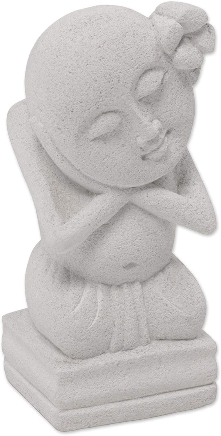 Sandstone Sculpture 'Dreaming Child' Indonesia Beige Sand Handmade
