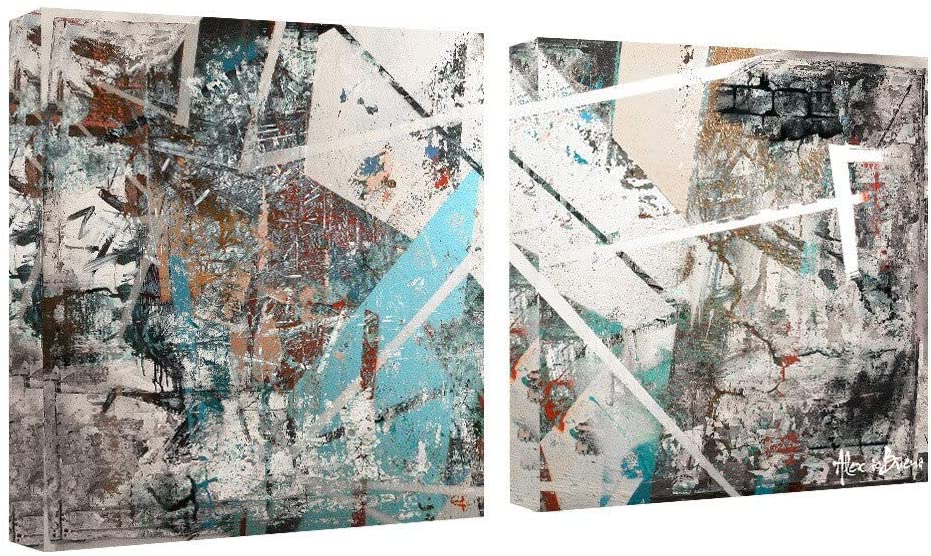 Abstract' Jumbo Canvas Wall Art (2 Piece Set) Modern Contemporary Specialty - Diamond Home USA