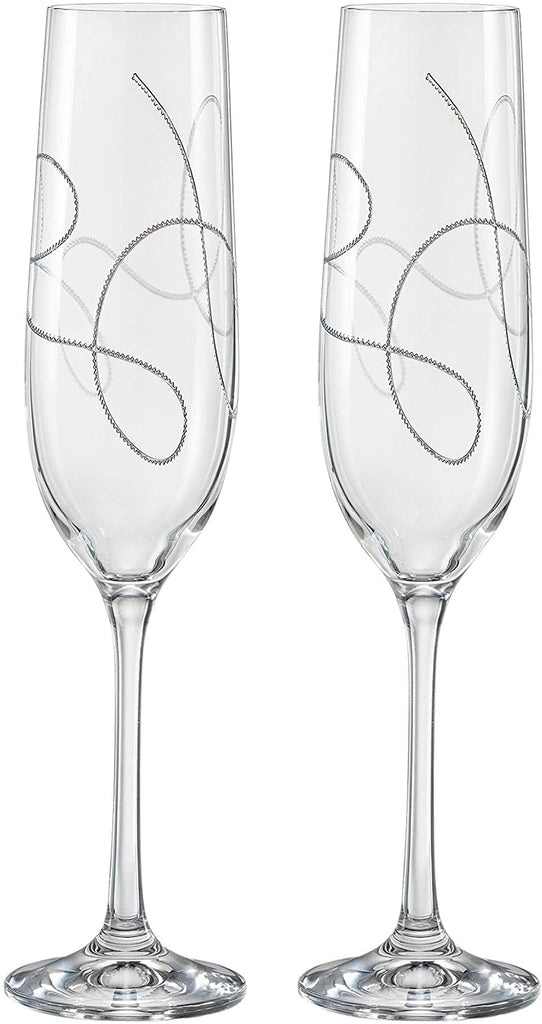 MISC Gifts Inc Set/2 Toasting Flutes W/Etched String Design 6 5oz Clear 2 Piece