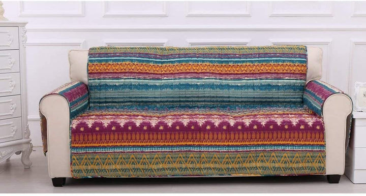 MN 1 Piece Orange Red Southwest Sofa Protector Blue Grey Geometric Stripe Pattern Southwestern Theme Protection Couch Hippie Motif Chevron Striped