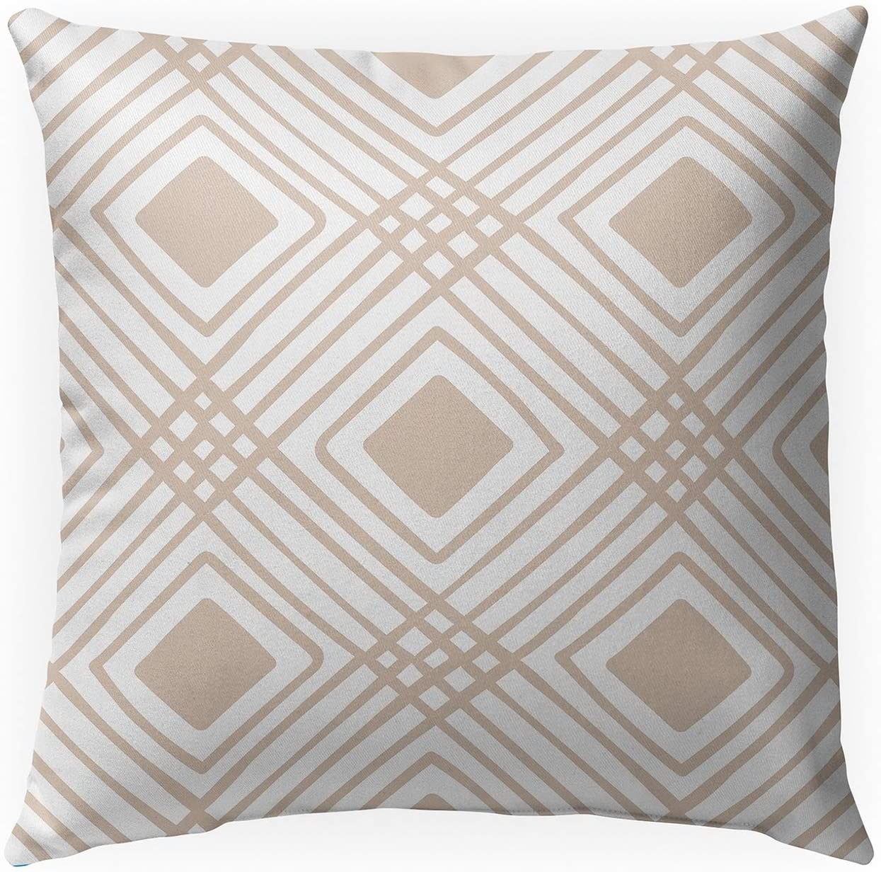 MISC Cross Diamonds Tan Indoor|Outdoor Pillow by 18x18 Tan Geometric Transitional Polyester Removable Cover