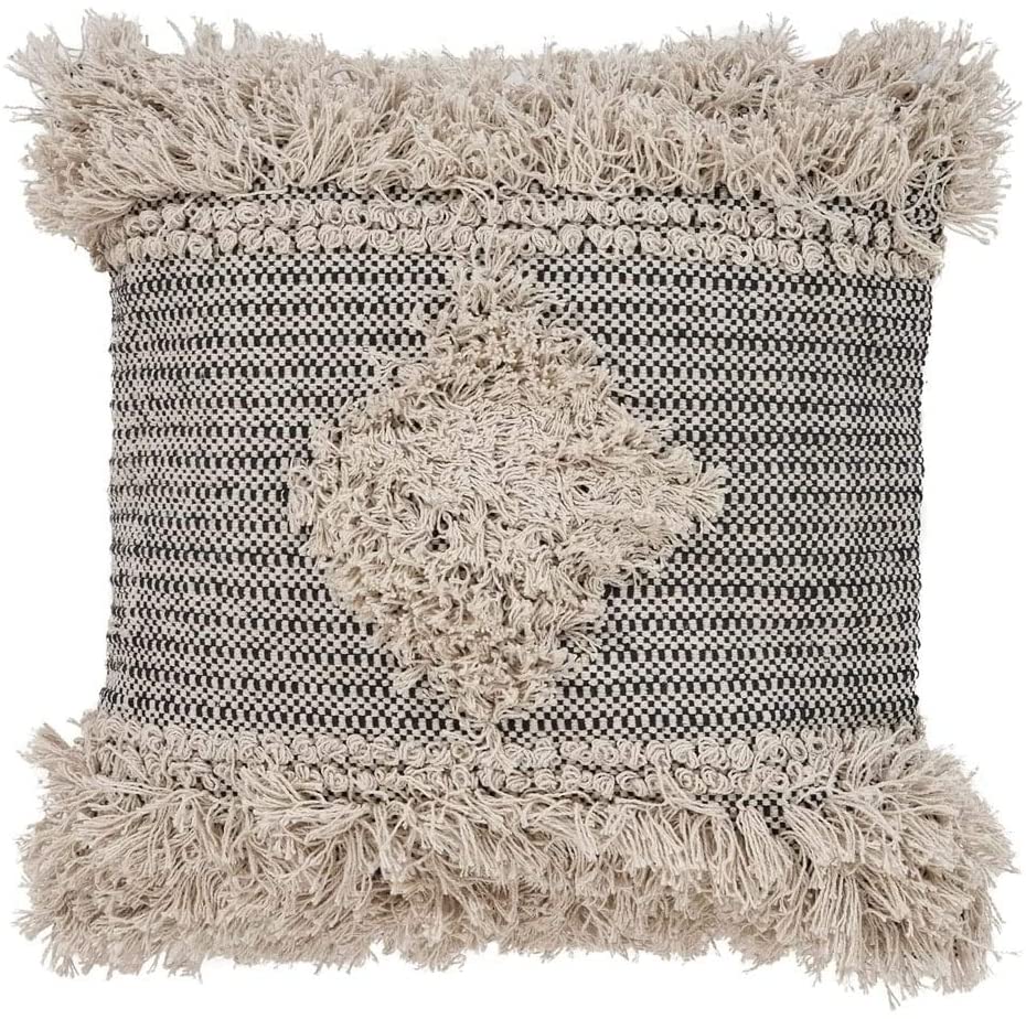 Cottage Indoor Throw Pillow 20 Inch Cream Grey Tan Textured Farmhouse Modern Contemporary Shabby Chic Cotton Single Removable Cover