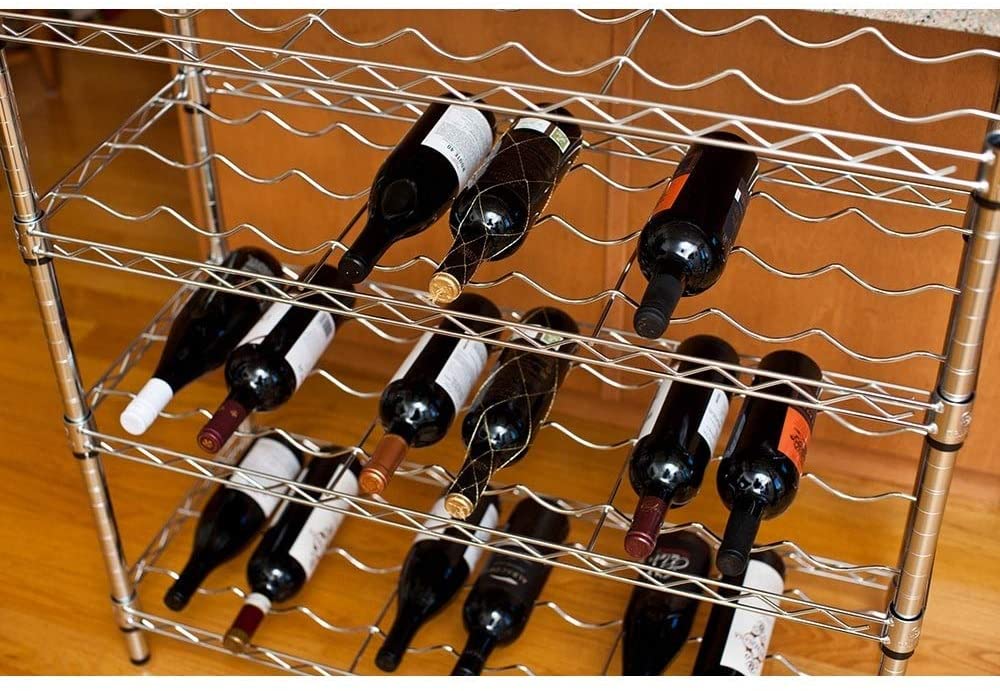 Ecostorage Wine Rack Silver Metal Steel - Diamond Home USA