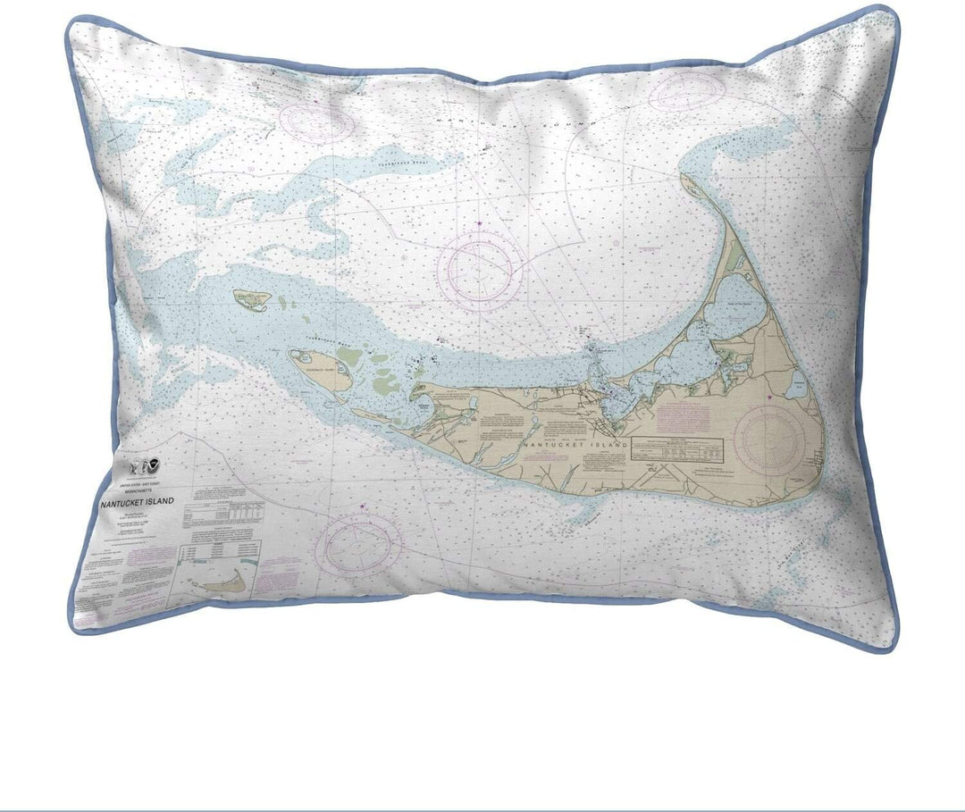 Island Ma Nautical Map Small Pillow 11x14 Color Graphic