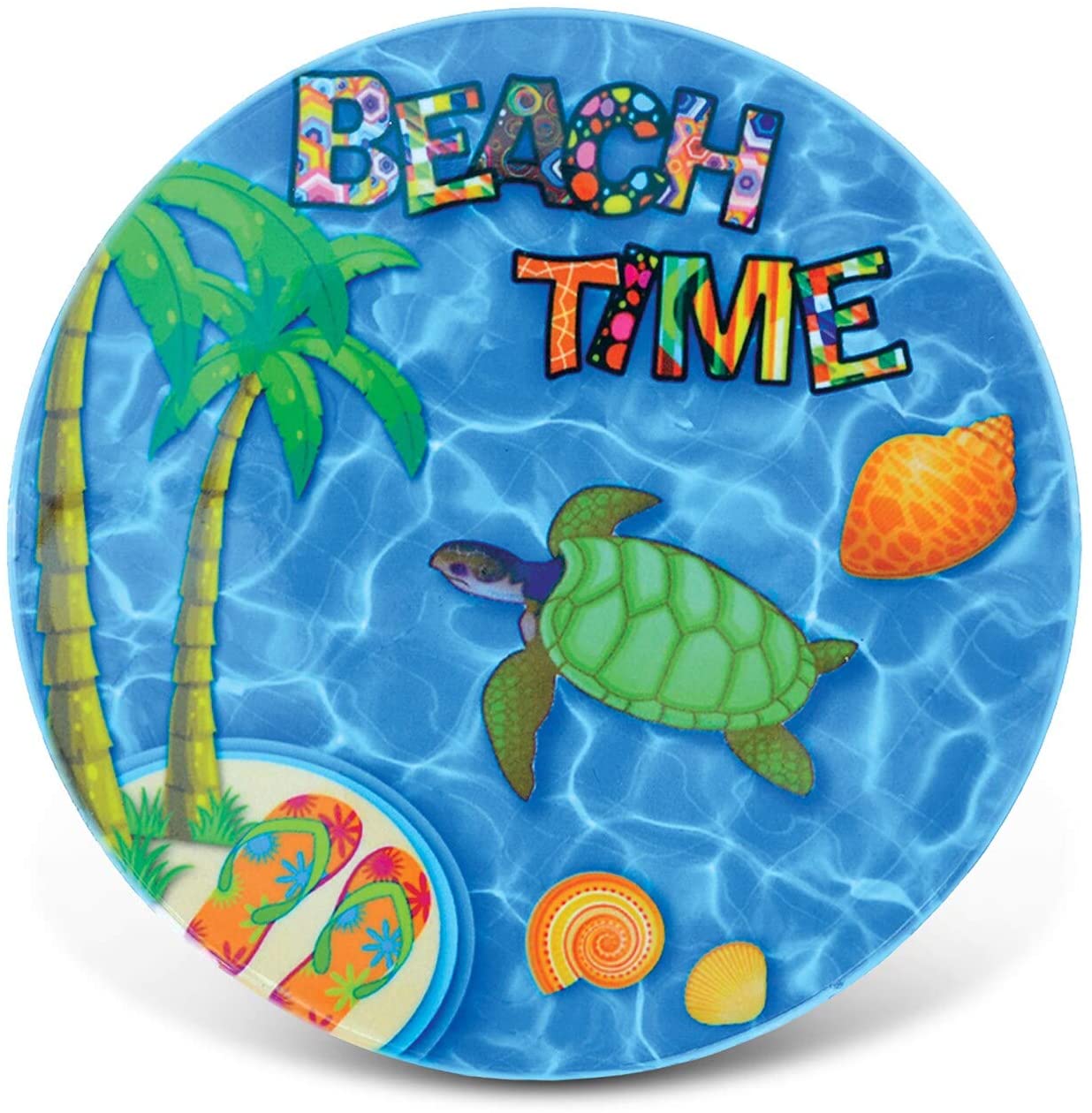 Beach Time Multicolor Ceramic Nautical Coaster Color