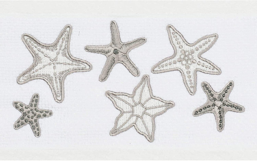 White Turkish Cotton Starfish Embroidered Bath Towels (Set 4) - Diamond Home USA