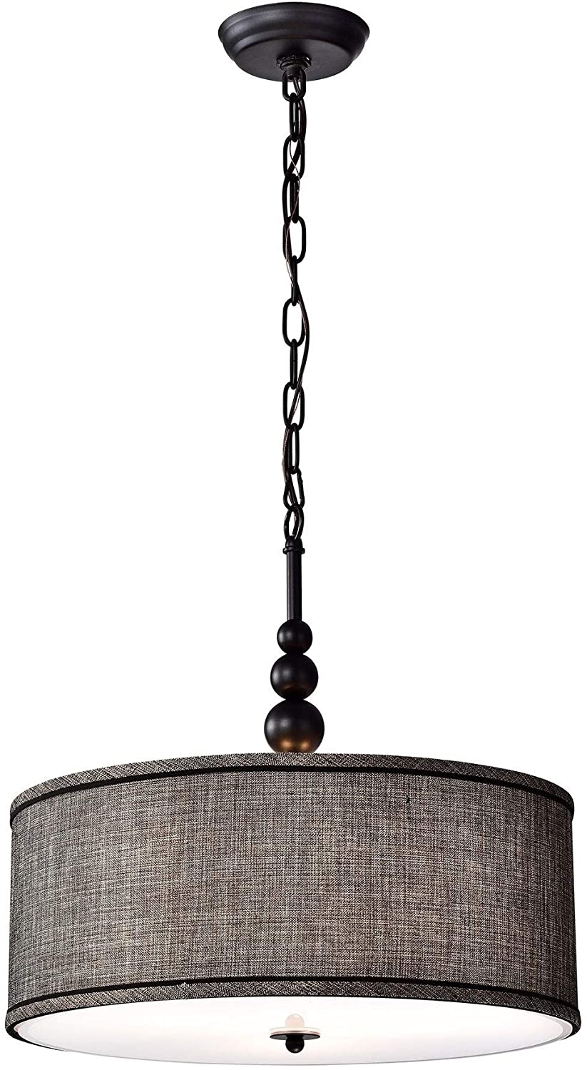 Woven Black 18 inch Drum Pendant Lamp Modern Contemporary Traditional Metal