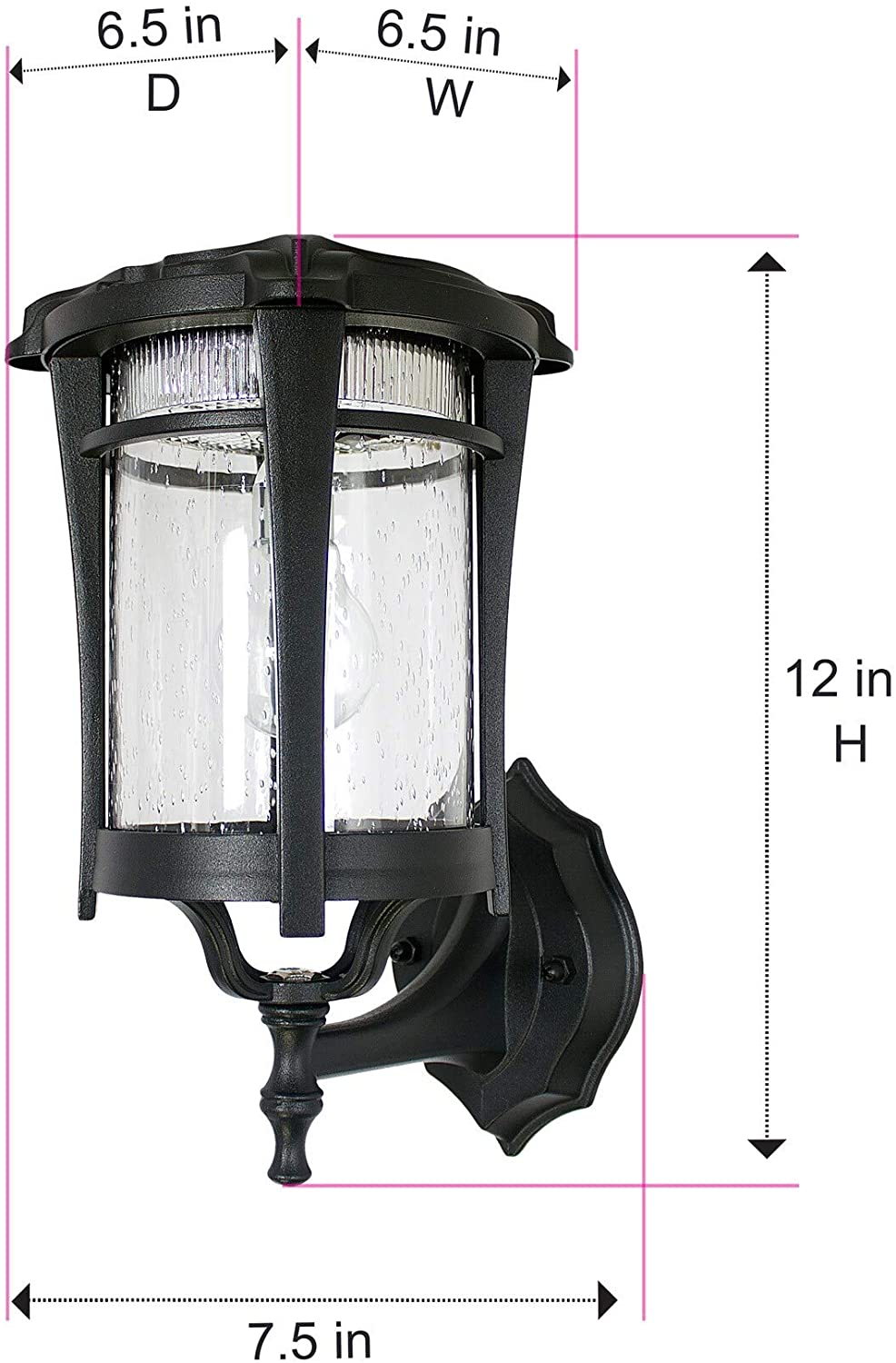 Bulb Solar Light 3in Fitter Pier Wall Mount Black Includes Hardware Lights Weather Resistant - Diamond Home USA