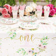UKN 3 Rectangle Plastic Tablecloths Floral Girl Baby One 1st Birthday Party Color Synthetic Fiber