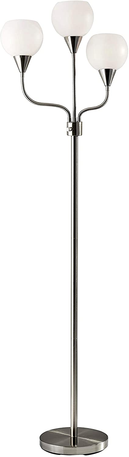 Brushed Steel 3 arm Tree Floor Lamp Silver Modern