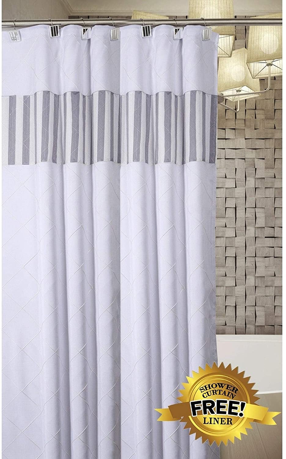 Quilted Mirror Shower Curtain Includes Peva Liner 72 X