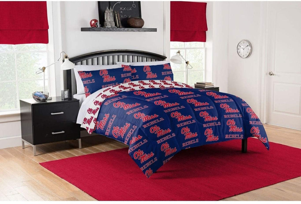 864 Mississippi Ole Miss Full Bed Bag Set Blue Sports Collegiate Casual 5 Piece