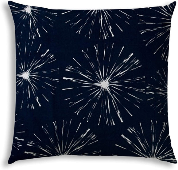 Fireworks Navy Jumbo Indoor/Outdoor Zippered Pillow Cover Blue Geometric Bohemian Eclectic Polyester Closure