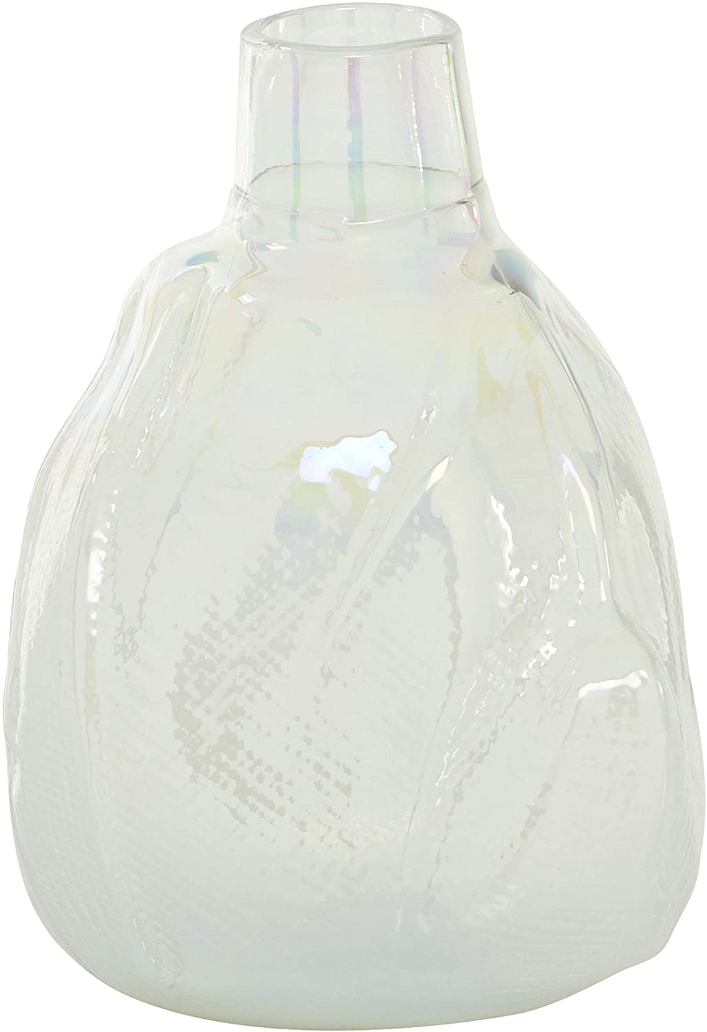 Glass Vase Flowers Old Milk Bottle Shape 9 X 14 Opaque White X 14 - Diamond Home USA