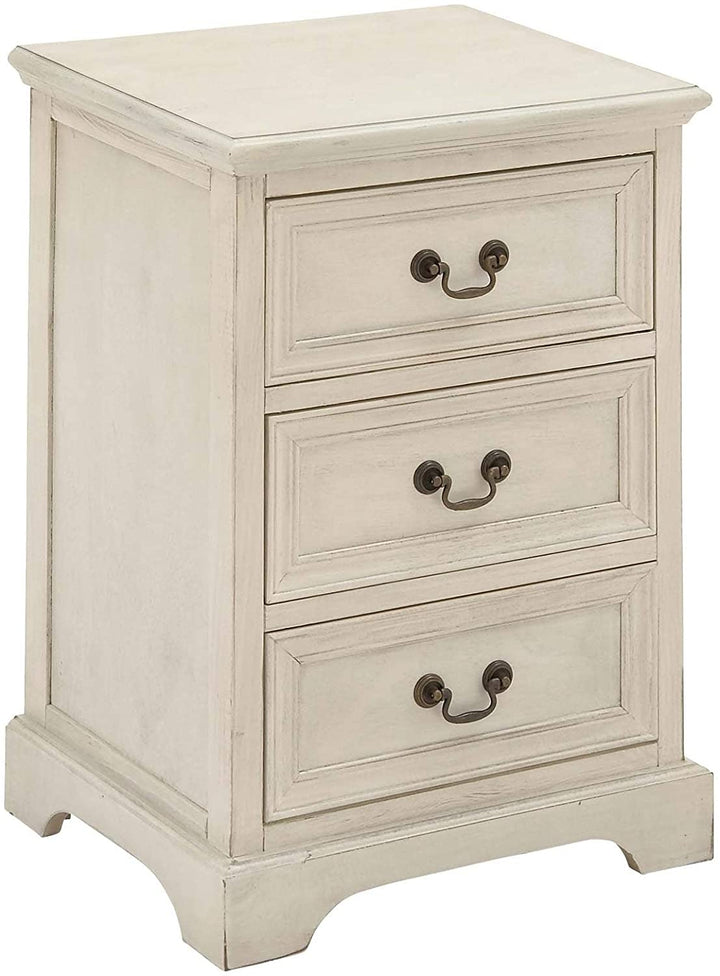 Wood Side Table (17 Inches Wide X 26 High) Off/White Traditional Rectangle Pine Distressed - Diamond Home USA