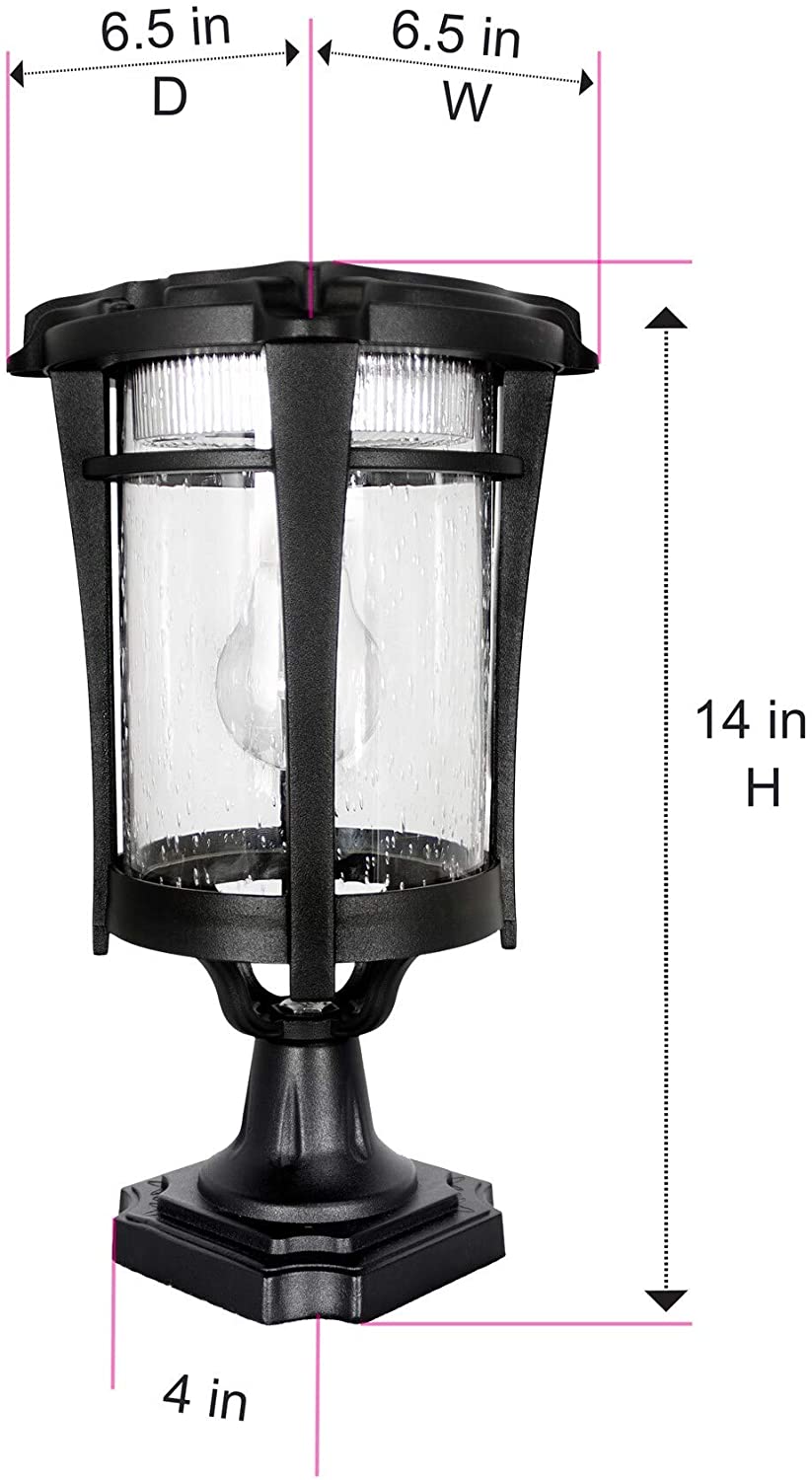 Bulb Solar Light 3in Fitter Pier Wall Mount Black Includes Hardware Lights Weather Resistant - Diamond Home USA