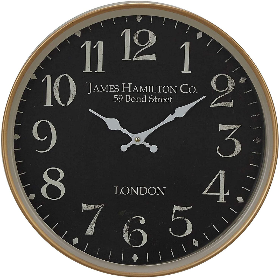 16 inch Vintage Round Wall Clock Black Farmhouse