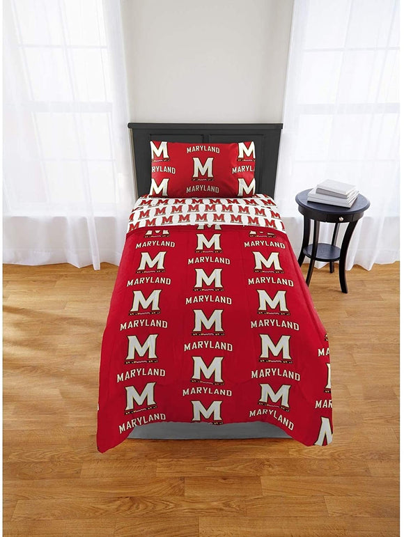 Maryland Terrapins Twin Bed Bag Set Red Sports Collegiate Casual 4 Piece
