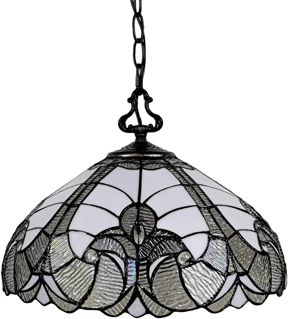 Tiffany Hanging Pendant Lamp 16" Wide Floral Stained Glass White Game Living Dining Room Am297hl16b Art