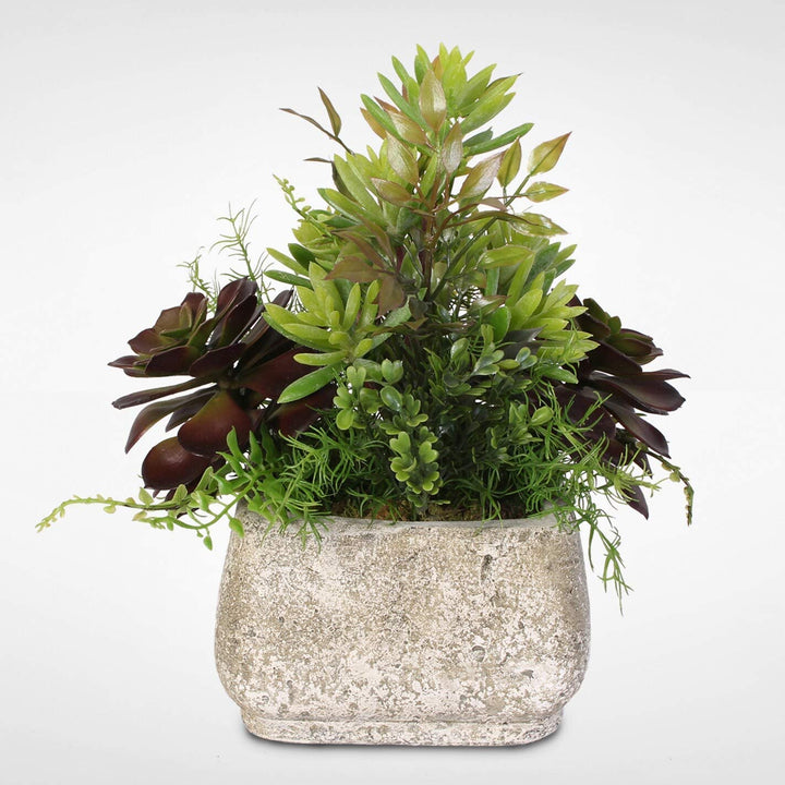 Artificial Succulent Arrangement Stone Pot