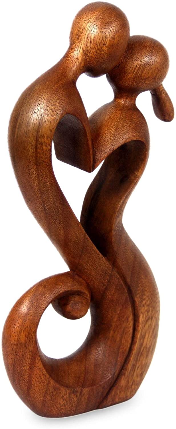 Handmade Wood Everlasting Kiss Statuette (Indonesia) Brown - Diamond Home USA