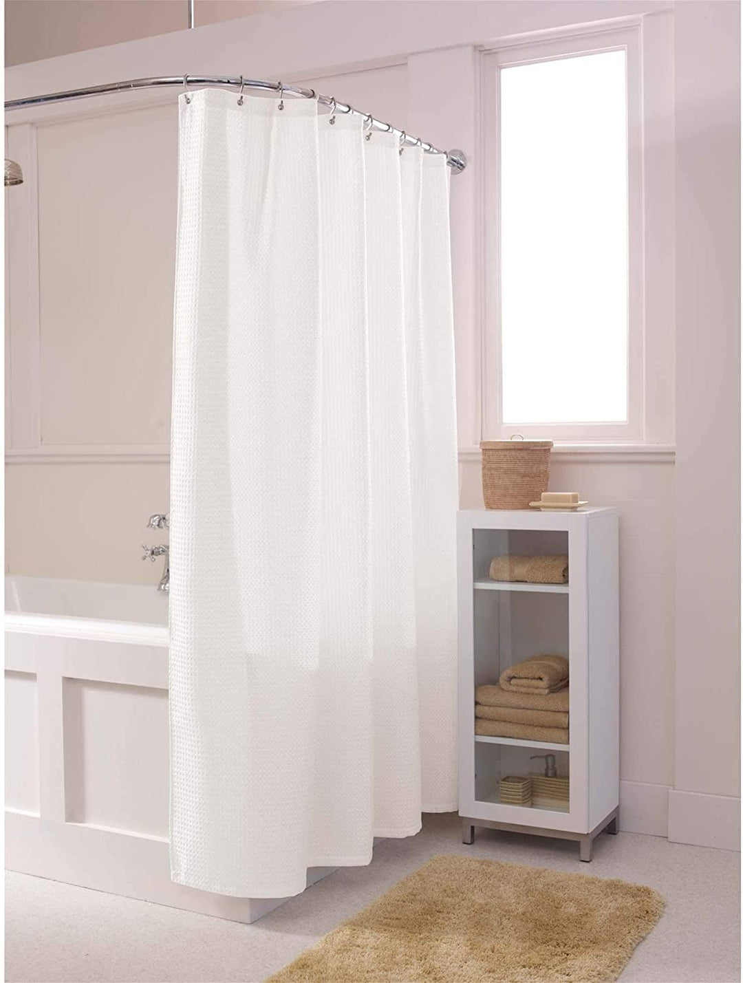 MISC Waffle Spa Fabric Shower Curtain White Casual/Traditional/Hotel Blue Solid Color Casual Hotel Traditional Polyester